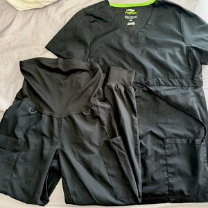 Black Landau ProFlex Maternity Scrub Set - Top & Pants